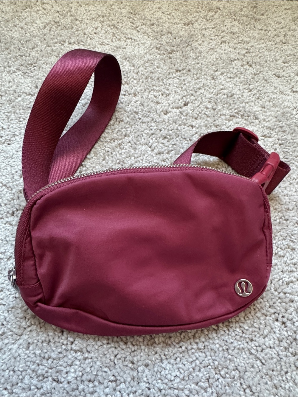 Lululemon Belt Bag Burgundy with Silver Hardware